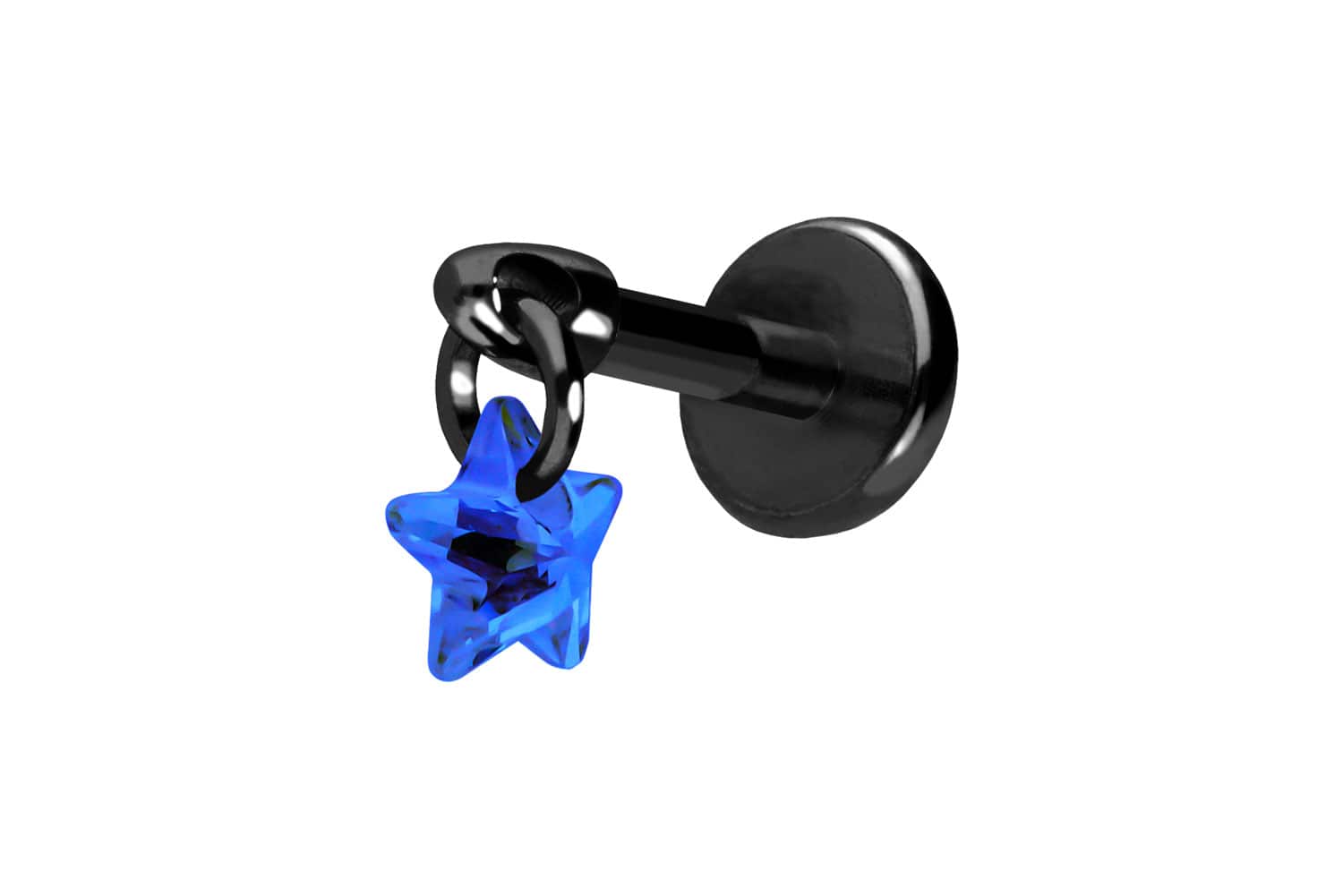 Titan Labret Piercing mit Push Fit KRISTALLSTERN